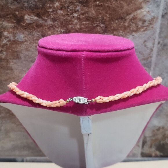 Multi Strand Beads Necklace Two Twisted Strands Pink Black White Beads - Picture 5 of 10